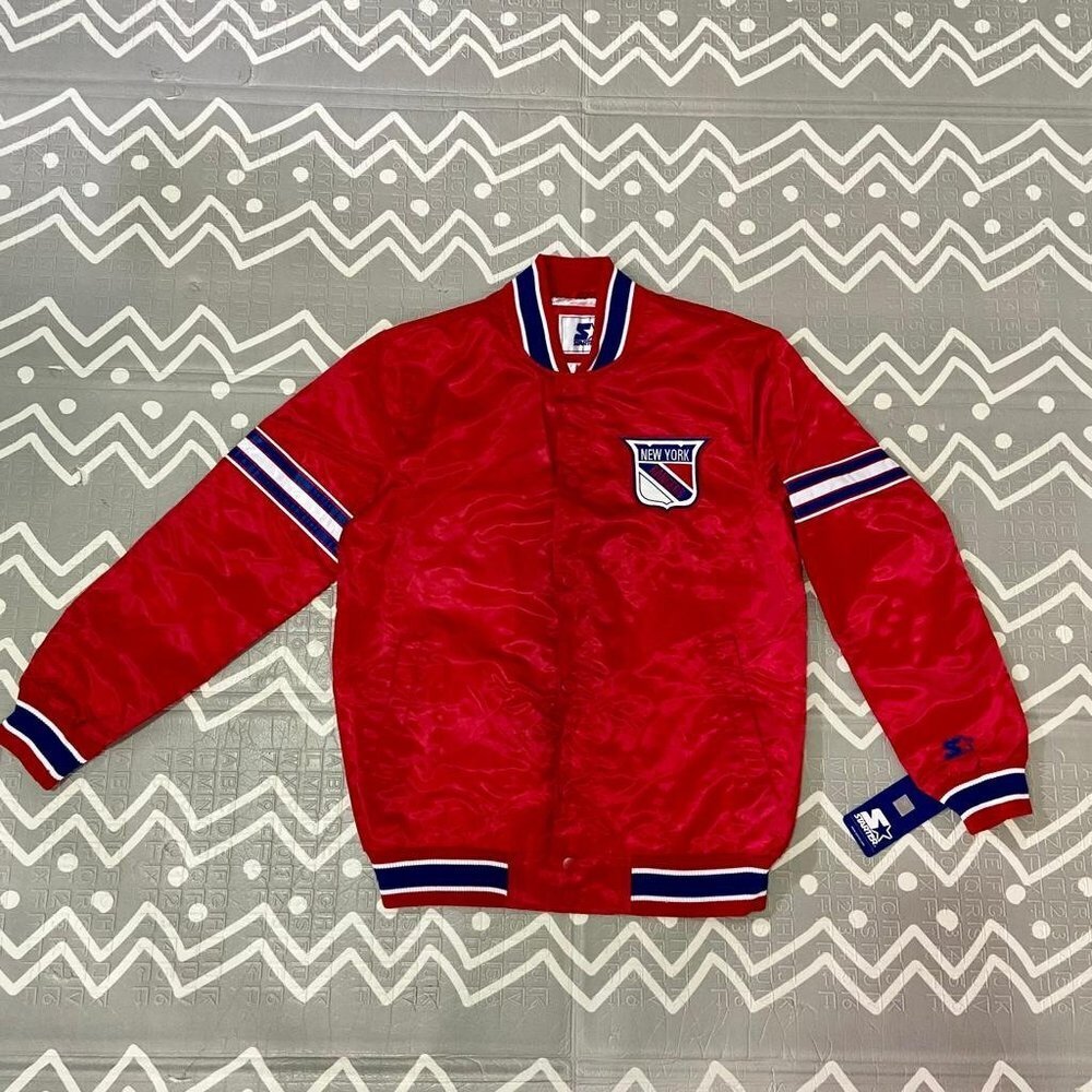 Vintage retro starter New york Ny rangers varsity letterman bomber hockey jacket